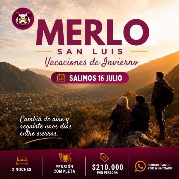 Merlo San Luis con pensión completa y pileta climatizada