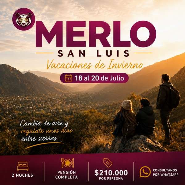 Merlo San Luis con pensión completa y pileta climatizada