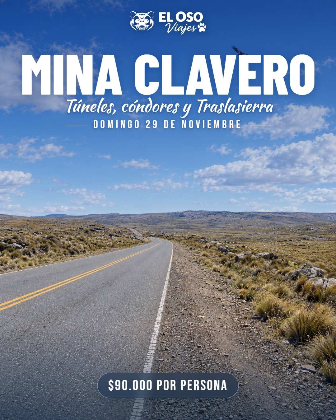 Camino y arco de uno de los Túneles de Taninga con vista a la llanura, Mina Clavero