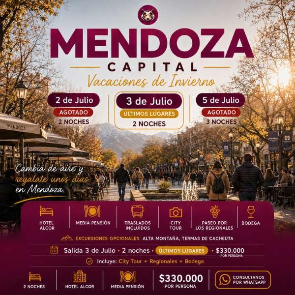 Mendoza Capital en vacaciones de invierno